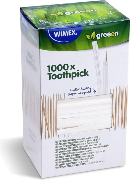 Immagine prodotto Wimex.eu Stuzzicadenti in legno 2 x 65 mm confezionati singolarmente in carta - 1000 pezzi (1000 x)