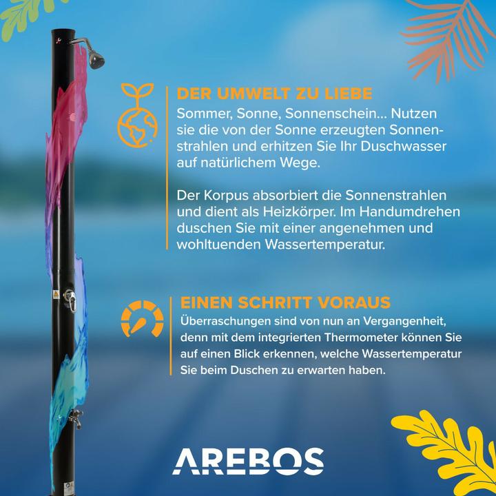 Actual product image Arebos Solar shower with base plate 20 L - wood look