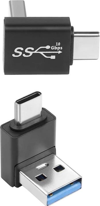 Actual product image PowerGuard USB-A to USB-C 90 degree angle down adapter (male/male) (USB 3.1)