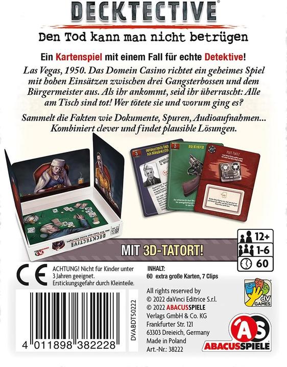 Produktbild Abacus Decktective Den Tod kann man nicht betrügen (Deutsch)