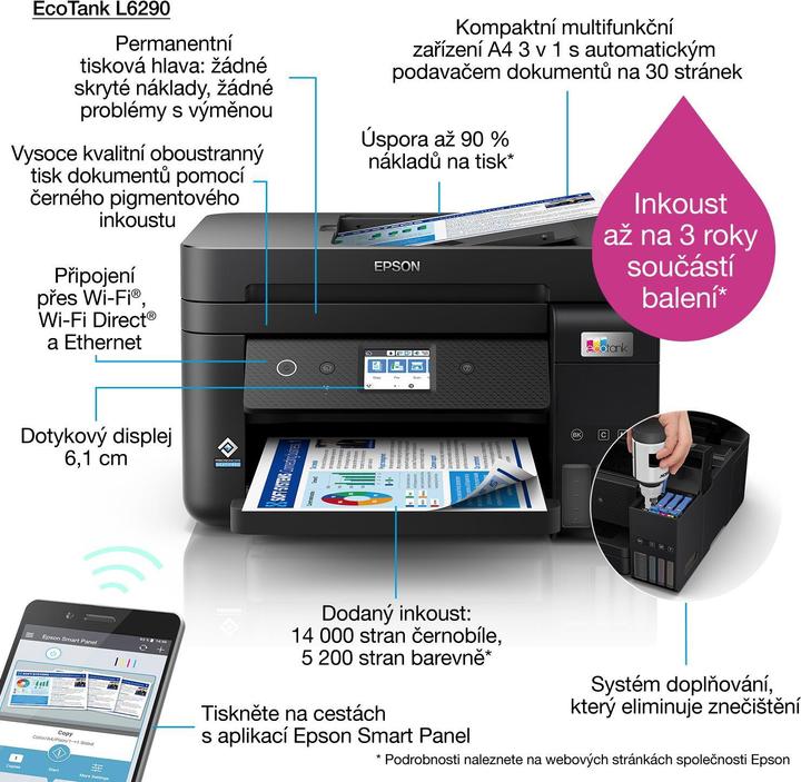 Produktbild Epson L6290 Tintenstrahl DPI WLAN (Tintenpatrone, Farbe)