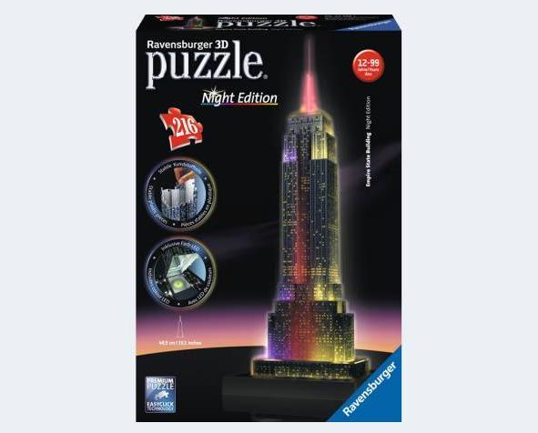 Actual product image Ravensburger Empire State Building at night (216 pieces)