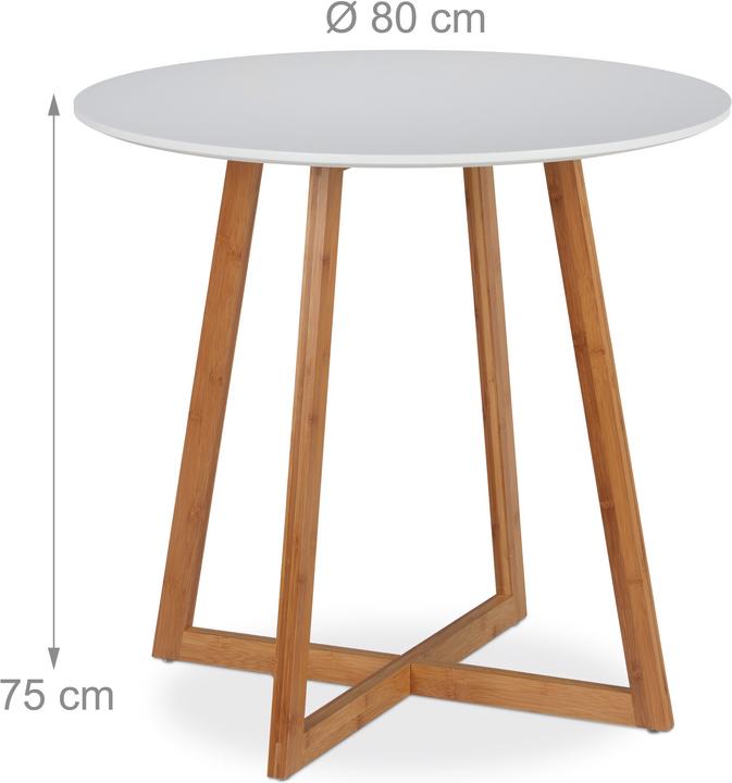 Produktbild Relaxdays Runder Esstisch (80 x 80 x 75 cm)