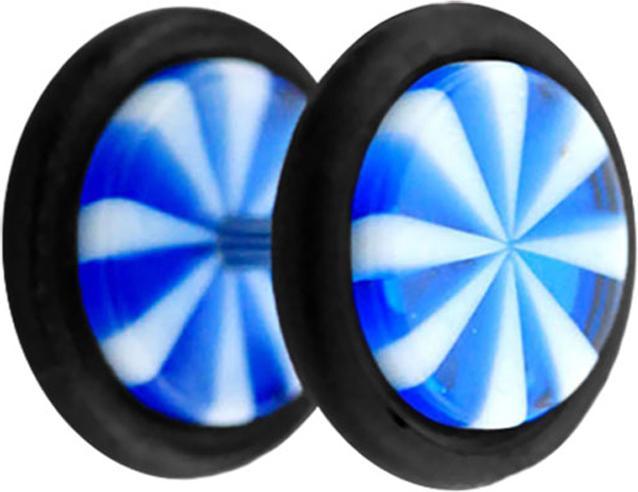 Star Piercing Fake Plug Twistet blau (Acryl, ohne Messing)