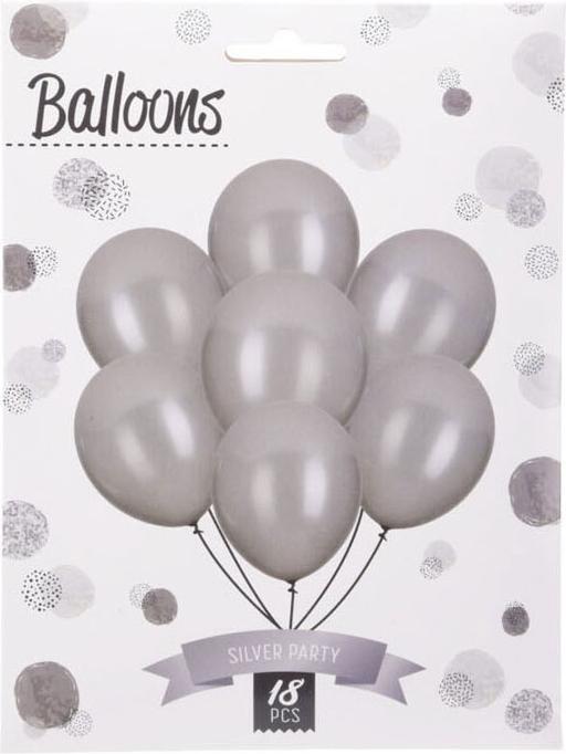 Actual product image Silver balloons, 18 pieces.