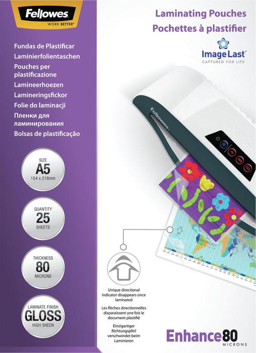Actual product image Fellowes Enhance 80 (A5, 25 Piece, 80 µm)