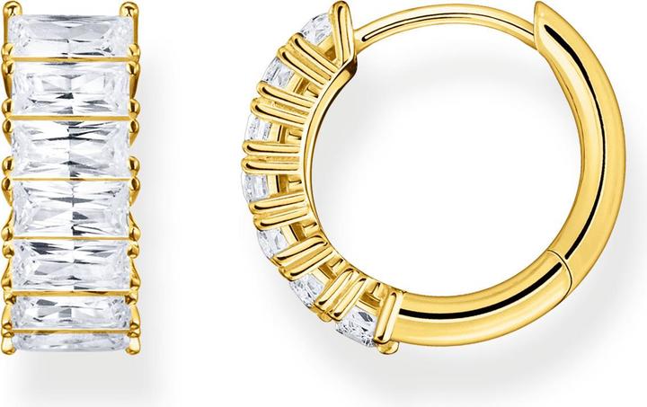 Thomas Sabo Creolen weisse Steine Pavé gold (750 Gelbgold Vergoldung, 925 Sterlingsilber)