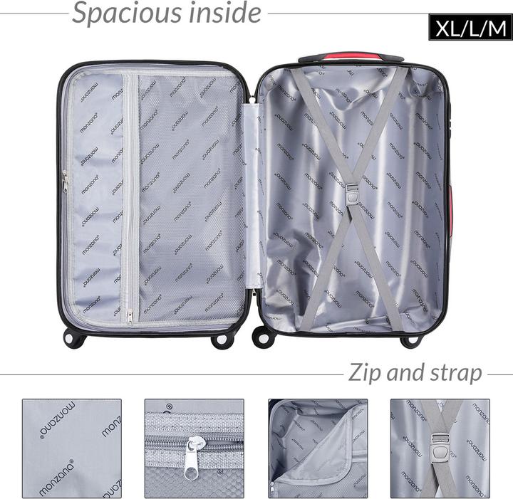 Image du produit Monzana Set de valises (89 l, Bagage à main (jusqu'à 50l), M (50 - 90l), L (90 - 115l))