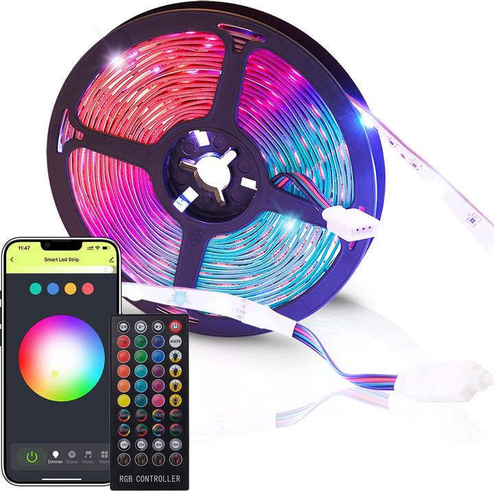 Produktbild Casativo WLAN-RGB-LED-Streifen mit App- und Sound-Steuerung (RGB, 500 cm, Indoor)