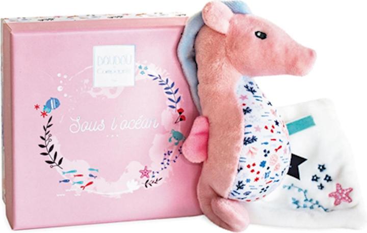 Actual product image Doudou et Compagnie Seahorse with cuddle cloth, pink 17cm (MQ2) **