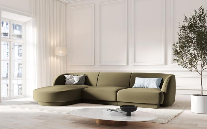 Image du produit Micadoni Canapé D'Angle Gauche Velours, "Miley", 4 Places, 255x156x70Fabriqué en Europe (Canapé d'angle)