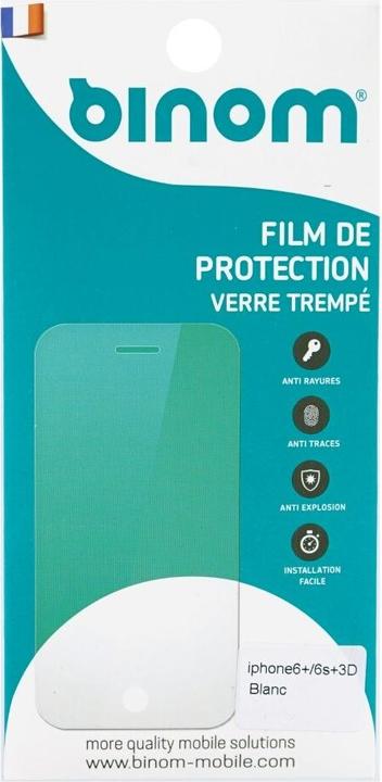 Actual product image Binom Mobile Binom 3D screen protector for iPhone 6 Plus and 6s Plus white (1 Piece, Apple iPhone 6s Plus, Apple iPhone 6 Plus)