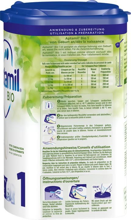 Produktbild Aptamil Bio 1 (800 g, ab Geburt)
