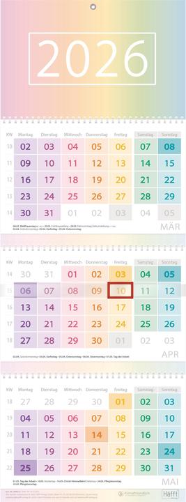 Image du produit Drei-Monatskalender 2026 (Couverture rigide, Allemand)