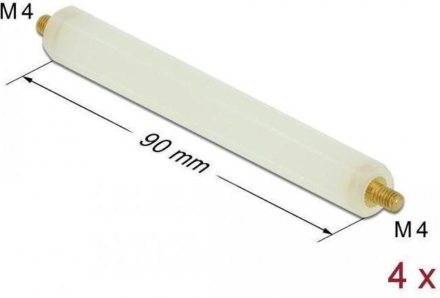 Image du produit Delock Entretoise M4 x M4, hexagonale, extérieur / extérieur, 90 mm naturel 4 pièces