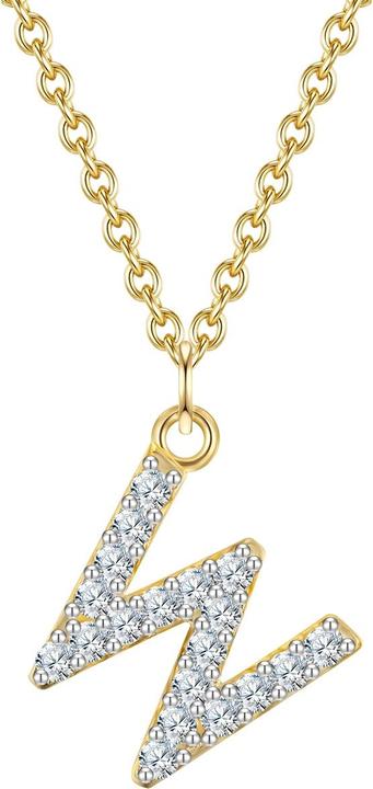 Produktbild Glanzstücke München Damen Buchstabe W Sterling Silber Zirkonia Gelbgold 45,0 cm Basiskette + 5,0 cm Verlängerung - 32088 (Sterling Silber, 40 - 45 cm)