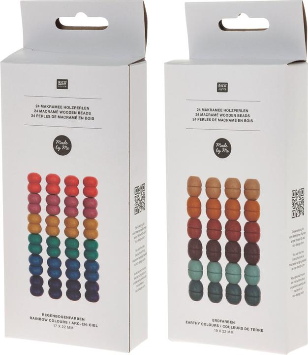 Actual product image Rico Design Wooden beads macramé earth colors, 24 pieces