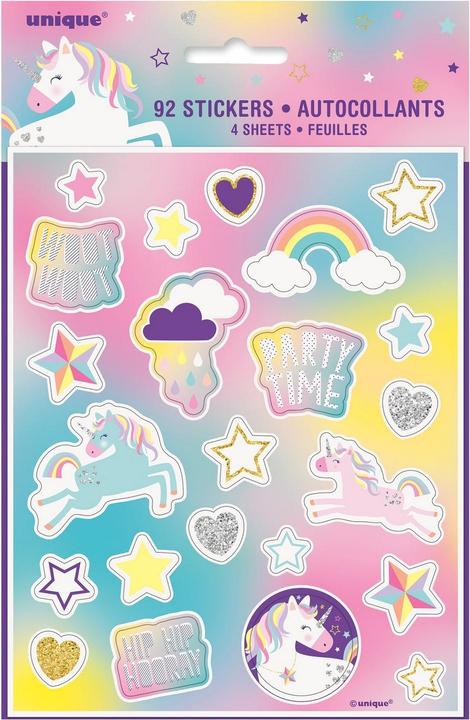 Actual product image Unique Party Unicorn Stickers (Pack of 92)