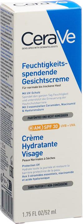 Produktbild CeraVe Feuchtigkeitsspendende Gesichtscreme SPF30, 52 ml (52 ml, SPF 30)