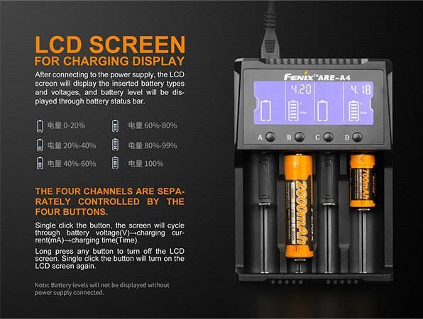 Image du produit Fenix Chargeur ARE-A4 (1 pcs, 14500, 16340, 18650, 26650, AA, AAA, Batterie)