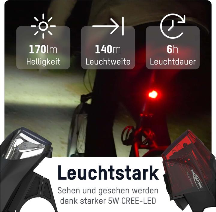 Image du produit Ansmann Kit déclairage de vélo (170 lm, 170 lm)