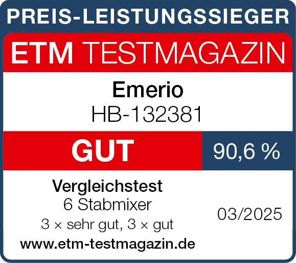 Produktbild Emerio HB-132381 Stabmixer 1000 W BPA-frei, stufenlose Geschwindigkeitseinstellu