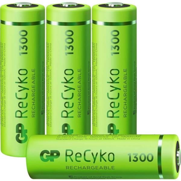 Immagine prodotto GP Batteries GP - Batterie ricaricabili ReCyko NiMH 130AAHCE, confezione da 4 pezzi (4 pz., AA, 1300 mAh)
