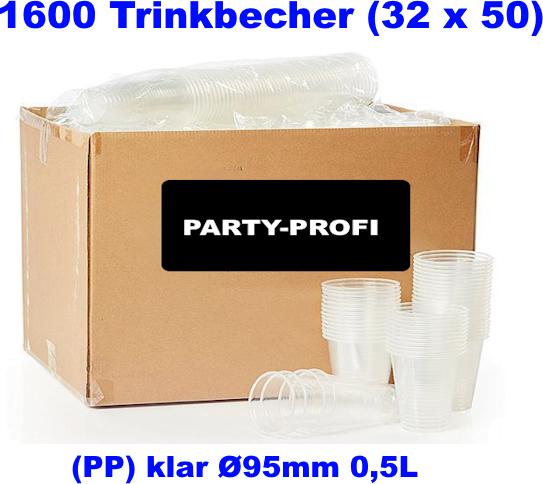 Produktbild Wimex.eu Trinkbecher (PP) klar 95mm 0,5L - 50 Stück (50 x)