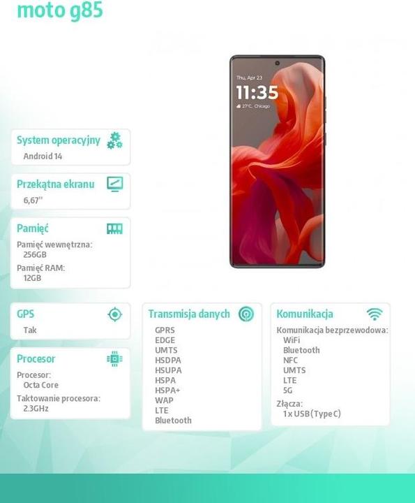 Produktbild Motorola Moto G85 (256 GB, Urban Grey, 6.67", SIM + eSIM, 50 Mpx, 5G)
