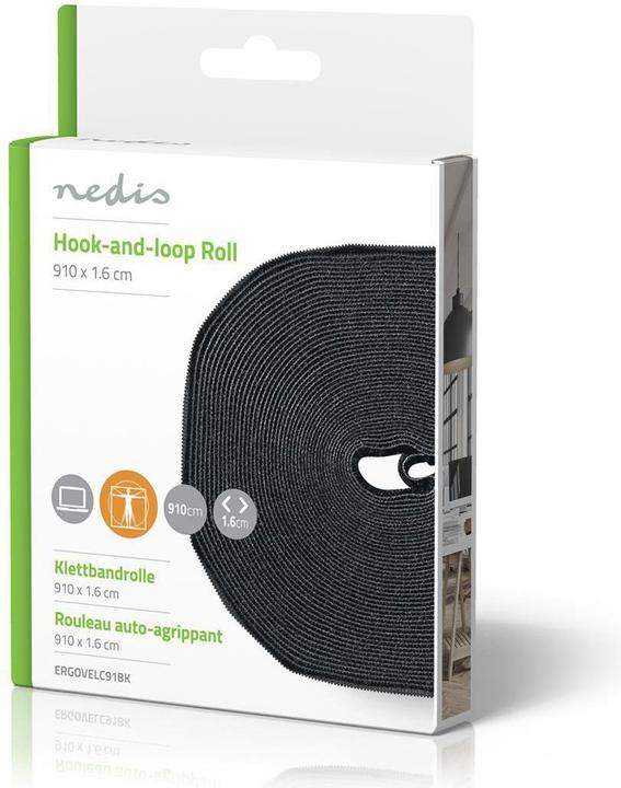 Image du produit Nedis Rouleau de velcro pour câbles 910 x 1.6 cm Noir Unisexe (9100 mm)