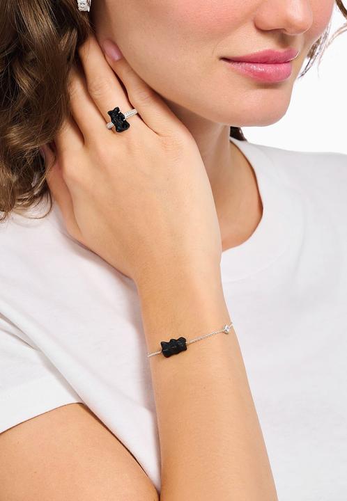 Immagine prodotto Thomas Sabo Bracciale con orso in oro nero, perla e pietra (19 cm, Argento 925, Perla coltivata in acqua dolce)