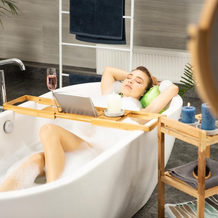 Actual product image Relaxdays Bath tray bamboo (100 x 22 x 17.5 cm)
