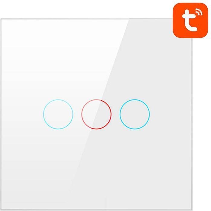 Immagine prodotto Avatto Interruttore luminoso intelligente WiFi UE02-EU-W3 a 3 vie TUYA (bianco)
