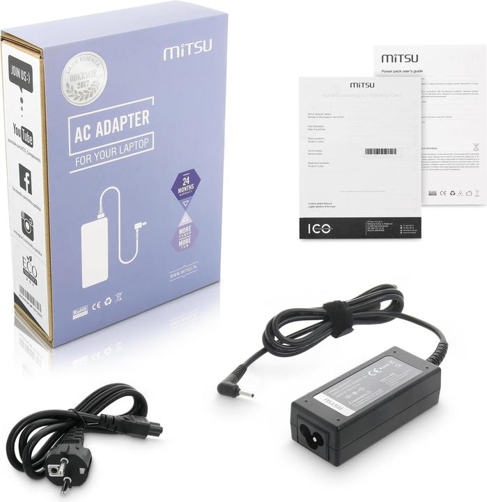 Actual product image Mitsu notebook charger 19v 2.1a 2.5x0.7 - asus (65 W)