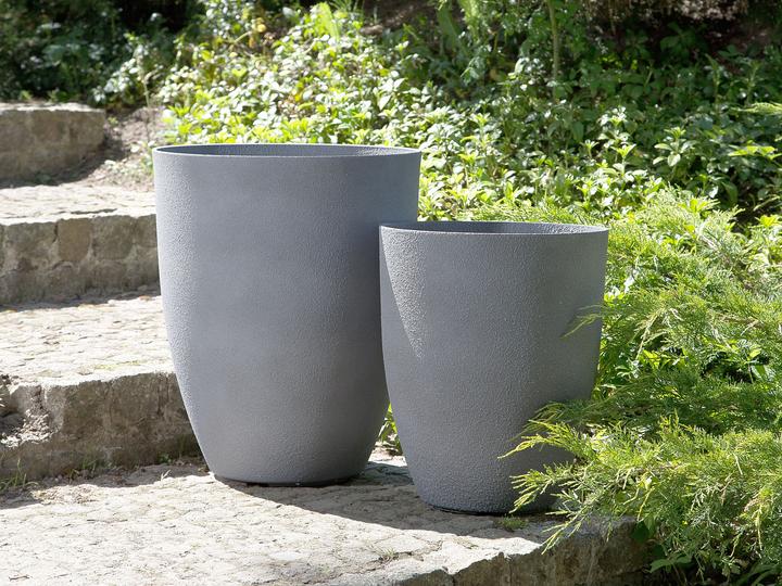 Produktbild Beliani Blumenkübel 2er Set grau rund 43 x 43 x 52 cm CROTON (43 cm)