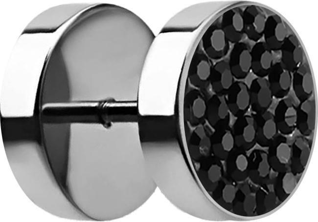 Produktbild Star Piercing Fake Plug mit Kristall schwarz (ohne Messing, Chirurgenstahl 316L)