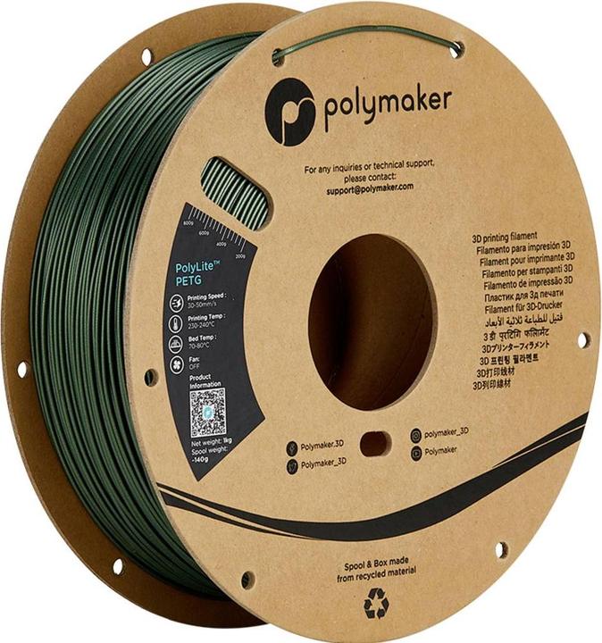 Actual product image Polymaker PB01035 Filament PETG heat resistant, high tensile strength 1.75 mm 1000 (PETG, 1.75 mm, 1000 g, Green)