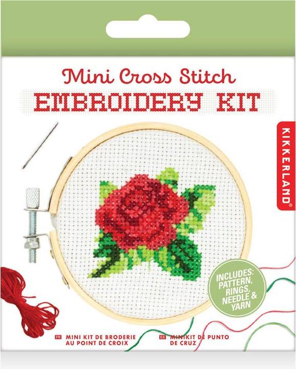 Image du produit Kikkerland Kit de broderie Mini Cross Stitch - Rose