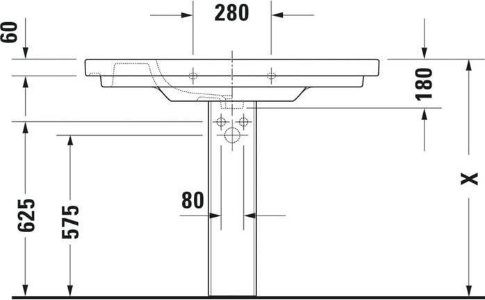 Produktbild Duravit Möbelwaschtisch D-Code 105 x 48 cm weiss 03421000002 (480 mm, 1050 mm)