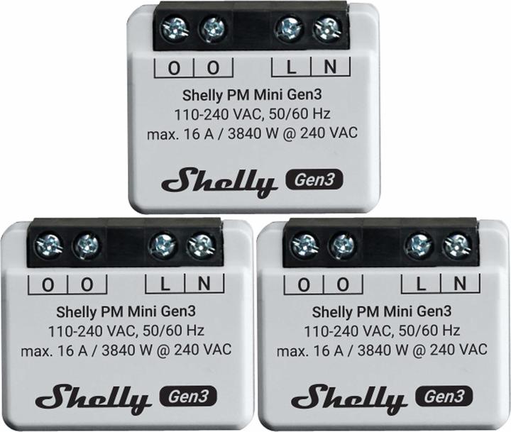 Produktbild Shelly WLAN-Leistungsmesser Plus PM Mini Gen.3, weiss, 3 Stück