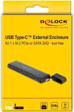 Actual product image Delock External enclosure USB-C, NVME&SATA M.2, bootable, 10Gbps (M.2 2242, M.2 2230, M.2 2260, M.2 2280)