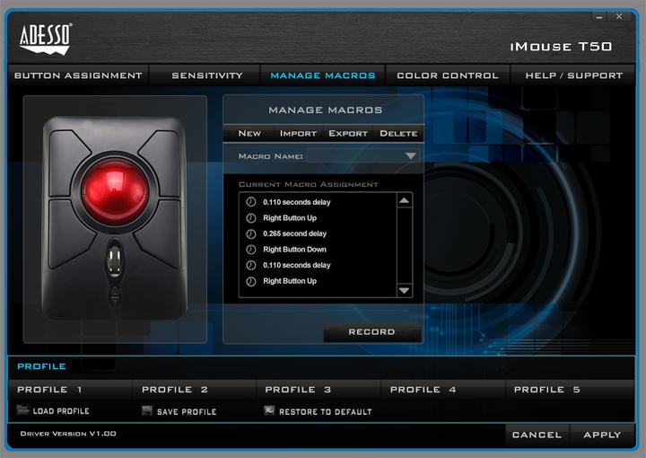 Image du produit Adesso iMouse T50 Souris RF sans fil Trackball 4800 DPI Ambidextre (Sans fil)