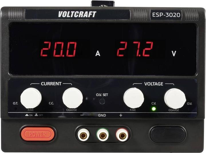 Immagine prodotto Voltcraft Alimentatore da laboratorio, regolabile 0 - 30 V/DC 0 - 20A 600W connessione plug-in 4mm design