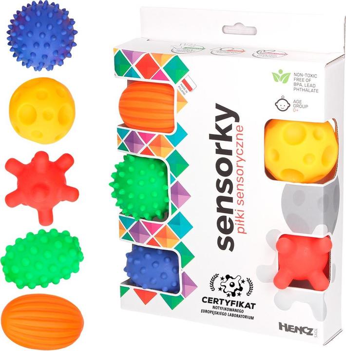 Actual product image Hencz Toys Piłeczki sensoryczne 5 szt w pudełku 875