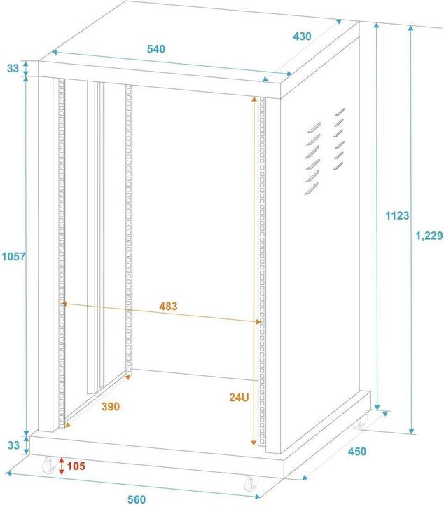 Image du produit Omnitronic SR-19 Rack 19 pouces 24 UH acier incl. roulettes (Accessoire)