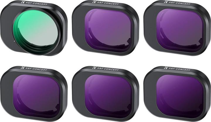 Produktbild K&F Concept 6pcs Filter Kit, CPL+ND8+ND16+ND32+ND64+ND128, HD, Anti-Reflection Green Coating, Waterproof and Scr (Drohnen Filter, DJI Mini 4 Pro)