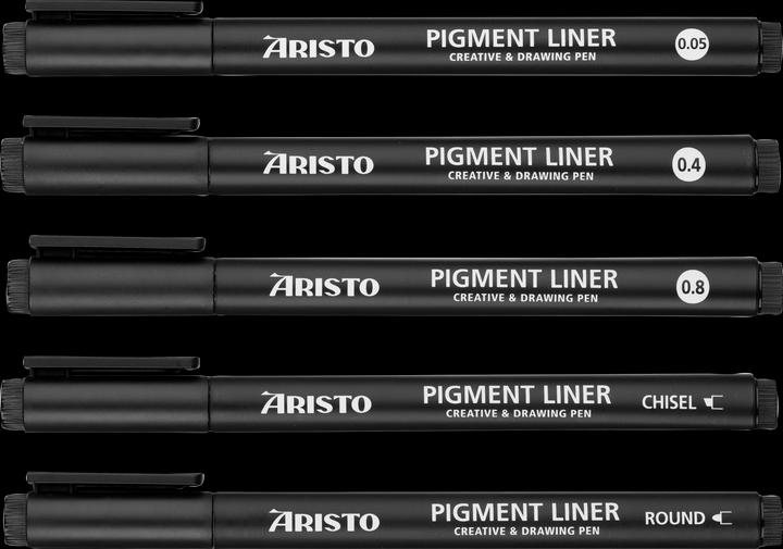 Actual product image Aristo Pigment Liner Graphic 5-pieces Set, 0.05/0.4/0.8/round/chisel, black (Black, 5 x)