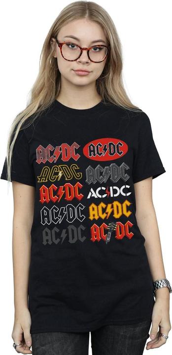 Image du produit AC/DC Femme/Les femmes - T-shirt boyfriend en coton à logos multiples (XXL)