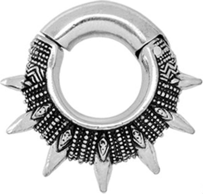 Star Piercing Ohrgewicht klappbar silber Gravur und Cones (Messing)