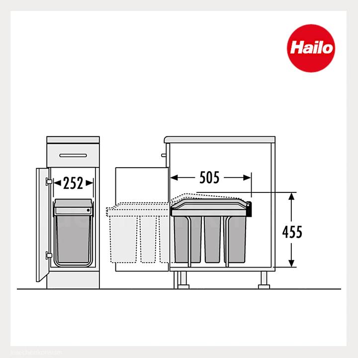 Produktbild Hailo Einbau-Abfallsammler 2x7+15L für Schränke ab 30cm (29 l)